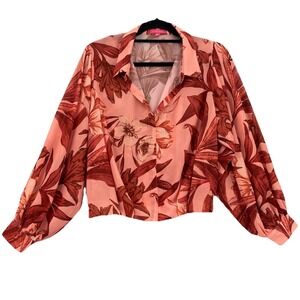 Anthropologie Flying Tomato Top Women M Blouse Pink & Rust Floral Boho Festival